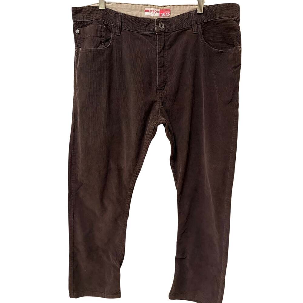 Izod Men's Chocolate Brown Corduroy Pants Size 38 x 30 Y2K Streetwear Casual EUC